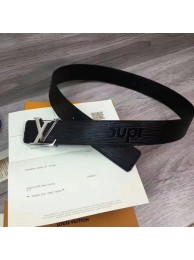 Replica Designer Louis Vuitton SPREME 40mm Black Epi Leather Belt M5897 Silver HY2951Bb80