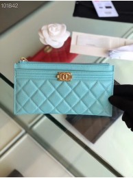 Replica Fashion Chanel boy chanel pouch Calfskin & Gold-Tone Metal A81254 sky blue HY12723HM85