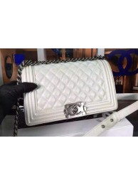 Replica Fashion Chanel Boy Flap Shoulder Bag White Original Calfskin Leather A8708 Silver HY17103HM85
