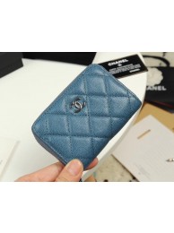 Replica Fashion Chanel classic card holder Grained Calfskin & silver-Tone Metal A69271 Blue HY11651yI43