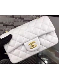 Replica Fashion Chanel Classic mini Flap Bag White Sheepskin Leather A67350 Gold HY6883HM85