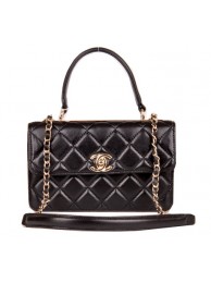 Replica Fashion Chanel Classic Top Handle Bag Sheepskin Leather CHA92236 Black HY5058HM85
