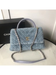 Replica Fashion Chanel flap bag with top handle A92991 light blue HY16373HM85