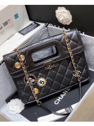 Replica Fashion Chanel Original Soft Leather Bag & Gold-Tone Metal AS1430 Black HY3233HM85