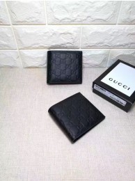 Replica Gucci Bi-Fold GG Leather Wallet 145754 Black HY19480aG44