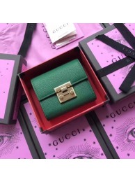 Replica Gucci Calfskin Leather Padlock Wallet 453155 Green HY2785VA65