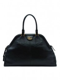 Replica Gucci Calfskin Leather Top Handle Bag 501015 Black HY13919Jw87