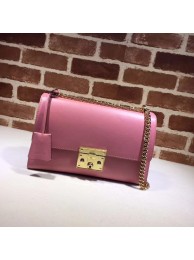 Replica Gucci Cowhide Padlock medium GG shoulder bag 409486 pink HY18621KG80