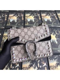 Replica Gucci Dionysus GG Supreme canvas crystal mini bag 421970 black HY15903Ix66