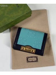 Replica Gucci GG card case wallet 676150 light blue HY20080CQ60