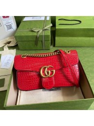 Replica Gucci GG Marmont crocodile small shoulder bag 443497 red HY26940iu55