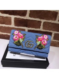 Replica Gucci GG Marmont Denim Wallet B443436 blue HY21400VA65