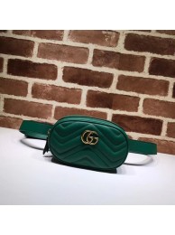Replica Gucci GG Marmont Leather waist pack 476434 green HY21857AP18