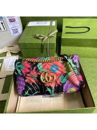 Replica Gucci GG Marmont matelasse Mini Bag 446744 Black flowers HY18918TN94