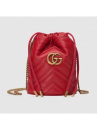 Replica Gucci GG Marmont mini bucket bag 575163 Hibiscus red HY1901Sf59