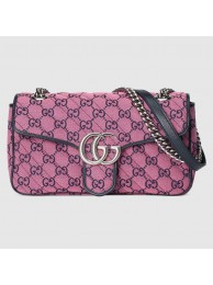 Replica Gucci GG Marmont multicolor small shoulder bag 443497 Pink HY2398Ix66