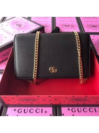 Replica Gucci GG Marmont Original Calf leather Shoulder Bag 497985 black HY20538Hd81