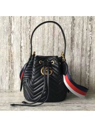 Replica Gucci GG Marmont Quilted Leather Bucket Bag 476674 Black HY14735aG44