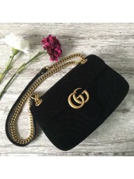 Replica Gucci GG Marmont Suede Leather Medium Shoulder Bag 443497 Black HY98Hd81
