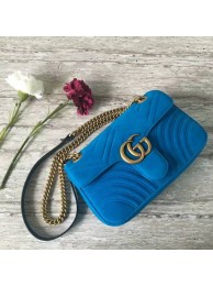 Replica Gucci GG Marmont Suede Leather Medium Shoulder Bag 443497 Blue HY3836Ac56