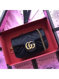 Replica Gucci GG Marmont Velvet Super Mini Bag 476433 Black HY4750CQ60