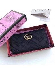 Replica Gucci GG Marmont Velvet Zip Around Wallet 443123 Black HY23959iF91