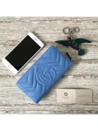 Replica Gucci GG Marmont Zip Around Wallet 443123 Blue HY22522nB47
