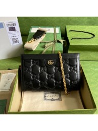 Replica Gucci GG Matelasse leather shoulder bag 702200 black HY5752XB19