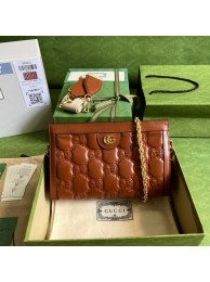 Replica Gucci GG Matelasse leather shoulder bag 702200 brown HY17706Ac56