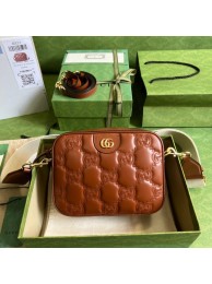 Replica Gucci GG Matelasse leather shoulder bag 702234 Light brown HY8131Kg43