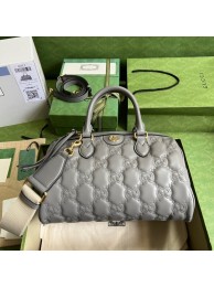 Replica Gucci GG Matelasse leather top handle bag 702242 Dusty grey HY8479ls37