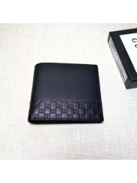 Replica Gucci Guccissima Leather Bi-fold Wallet 256408 Black HY4268ij65