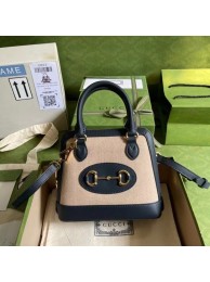 Replica Gucci Horsebit 1955 mini top handle bag 640716 fabric&blue HY24763EO56