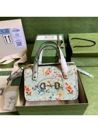 Replica Gucci Horsebit 1955 mini top handle bag 645453 light blue HY20489Jw87