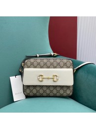 Replica Gucci Horsebit 1955 small GG Supreme canvas shoulder bag 645454 White HY4418BJ25
