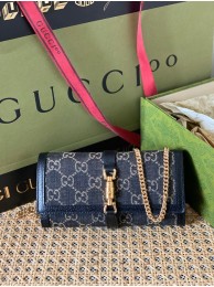 Replica Gucci Jackie 1961 GG chain wallet 652681 blue HY17216sA83