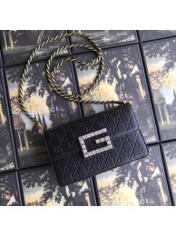 Replica Gucci leather Shoulder bag with Square G 544242 black HY10599Ye83