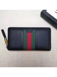 Replica Gucci Leather zipper wallet 353651 black HY15587nB47