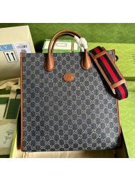 Replica Gucci Medium tote with Interlocking denim G 674155 Blue HY19667AP18