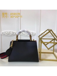 Replica Gucci Nymphaea Leather Top Handle Bag 459076 Black HY15633TN94