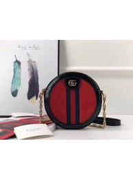 Replica Gucci Ophidia mini round shoulder bag 550618 red suede HY380SV68