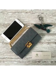 Replica Gucci Padlock Sheepskin Leather Wallet 453506 Grey HY22770HB48