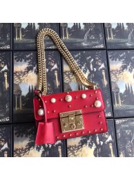 Replica Gucci Padlock small GG Pearl shoulder bag 409487 red HY24758TN94