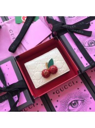 Replica Gucci Signature card case with cherries 476050 white HY13554Jw87