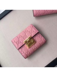 Replica Gucci Signature Leather Padlock Wallet 453155 Pink HY7019ls37