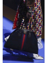 Replica Gucci Suede Leather Top Handle Bag 501015 Black HY25857Xe44