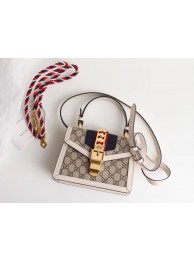 Replica Gucci Sylvie GG Supreme canvas mini bag 470270 white HY8216Ac56