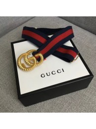 Replica Gucci Web elastic belt with torchon Double G buckle 524101 red&blue HY18801Ac56