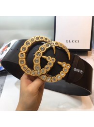 Replica Gucci Wide leather with crystal Double G buckle 550110 Chocolates HY317it96