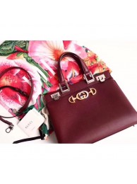 Replica Gucci Zumi grainy leather small top handle bag 569712 Burgundy HY12780CQ60